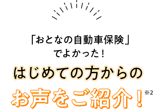 「おとなの自動車保険」でよかった！はじめての方からのお声をご紹介！