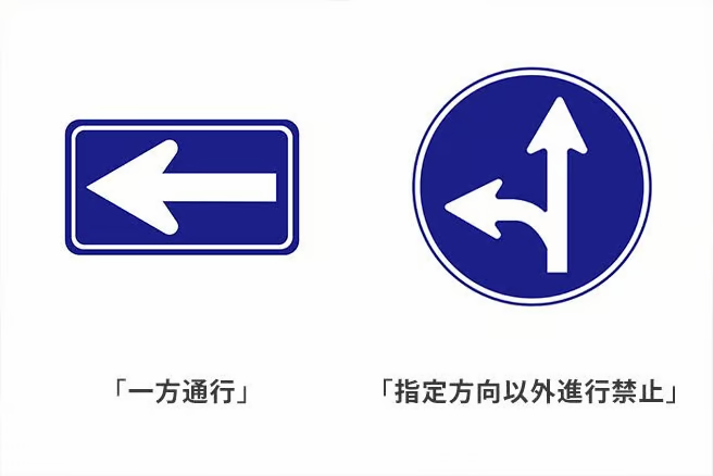 「一方通行」と「指定方向以外進行禁止」